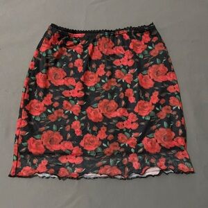 Floral Black and Red Women's Skirt